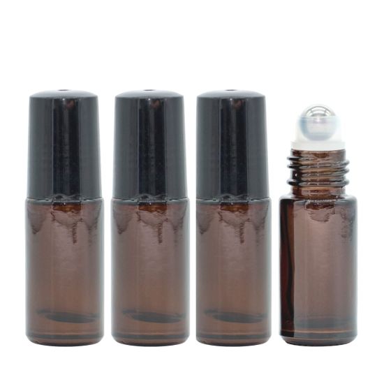 صورة Roll-On Bottle 5 ml Brown Glass Essential Oils Set of 4 - B2B